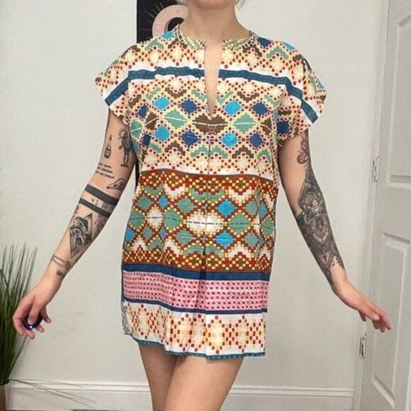 Johnny Was Batwing Sleeve Floral Mini Dress Size M Multicolor - Picture 1 of 6